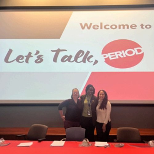 Panelists; Dr. Olubunmi Ojikutu, Dr. Laila Muallem, and Dr. Karen Wang, at the Let's Talk, Period event.